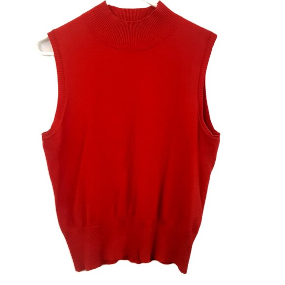 Judith Hart Silk Knit Blouse L Sleeveless Pullover Red Holiday Party Minimalist - Picture 1 of 6